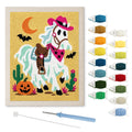 Ghost Horse Cowgirl punch needle kit: finished canvas with threads, punch needle and threader