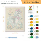 Ghost Horse Cowgirl punch needle kit, 16 × 20 in (40 × 50 cm): canvas size and kit contents
