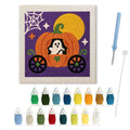 Ghost in a Pumpkin Coach punch needle kit: finished canvas with threads, punch needle and threader