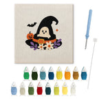 Ghost in the Hat punch needle kit: finished canvas with threads, punch needle and threader