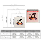 Size chart for square punch needle kits from 30 x 30 cm to 60 x 60 cm