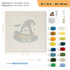 Ghost in the Hat punch needle kit, 24 × 24 in (60 × 60 cm): canvas size and kit contents