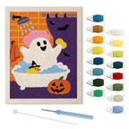 Ghost in the Shower punch needle kit: finished canvas with threads, punch needle and threader