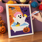 Punching the Ghost in the Shower design with the punch needle