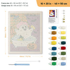 Ghost in the Shower punch needle kit, 16 × 20 in (40 × 50 cm): canvas size and kit contents