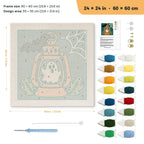 Ghost Lantern punch needle kit, 24 × 24 in (60 × 60 cm): canvas size and kit contents
