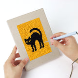 Punching a Ghost on Yellow mini canvas with the punch needle