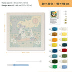 Ghost Picnic punch needle kit, 20 × 20 in (50 × 50 cm): canvas size and kit contents