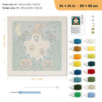 Ghost Scarecrow punch needle kit, 24 × 24 in (60 × 60 cm): canvas size and kit contents