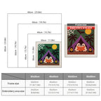 Size chart for square punch needle kits from 30 x 30 cm to 60 x 60 cm