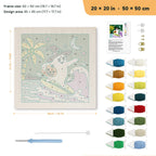 Ghost Surfer punch needle kit, 20 × 20 in (50 × 50 cm): canvas size and kit contents