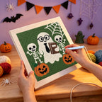 Punching the Ghost Teacher and Skeletons design with the punch needle