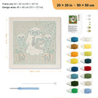 Ghost Teacher and Skeletons punch needle kit, 20 × 20 in (50 × 50 cm): canvas size and kit contents