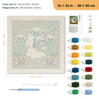 Ghost Teacher and Skeletons punch needle kit, 24 × 24 in (60 × 60 cm): canvas size and kit contents