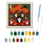 Ghost Tree House punch needle kit: finished canvas with threads, punch needle and threader