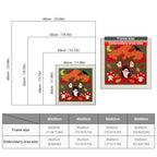 Size chart for square punch needle kits from 30 x 30 cm to 60 x 60 cm