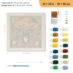 Ghost Tree House punch needle kit, 20 × 20 in (50 × 50 cm): canvas size and kit contents