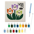 Ghost Tulips punch needle kit: finished canvas with threads, punch needle and threader