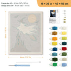 Ghost Witch in Flight punch needle kit, 16 × 20 in (40 × 50 cm): canvas size and kit contents