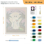 Ghost with a Cocktail punch needle kit, 16 × 20 in (40 × 50 cm): canvas size and kit contents