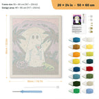 Ghost with a Cocktail punch needle kit, 20 × 24 in (50 × 60 cm): canvas size and kit contents