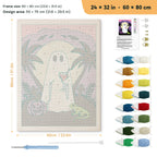Ghost with a Cocktail punch needle kit, 24 × 32 in (60 × 80 cm): canvas size and kit contents