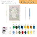 Ghost with a Cocktail punch needle kit, 8 × 12 in (20 × 30 cm): canvas size and kit contents