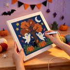 Punching the Ghosts Around the Tree design with the punch needle