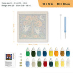 Ghosts Around the Tree punch needle kit, 12 × 12 in (30 × 30 cm): canvas size and kit contents