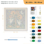 Ghosts Around the Tree punch needle kit, 20 × 20 in (50 × 50 cm): canvas size and kit contents