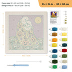 Ghosts Kiss in Gold punch needle kit, 24 × 24 in (60 × 60 cm): canvas size and kit contents