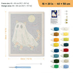Ginger Cat Ghost punch needle kit, 16 × 20 in (40 × 50 cm): canvas size and kit contents