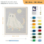 Ginger Cat Ghost punch needle kit, 20 × 24 in (50 × 60 cm): canvas size and kit contents
