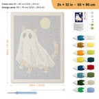 Ginger Cat Ghost punch needle kit, 24 × 32 in (60 × 80 cm): canvas size and kit contents