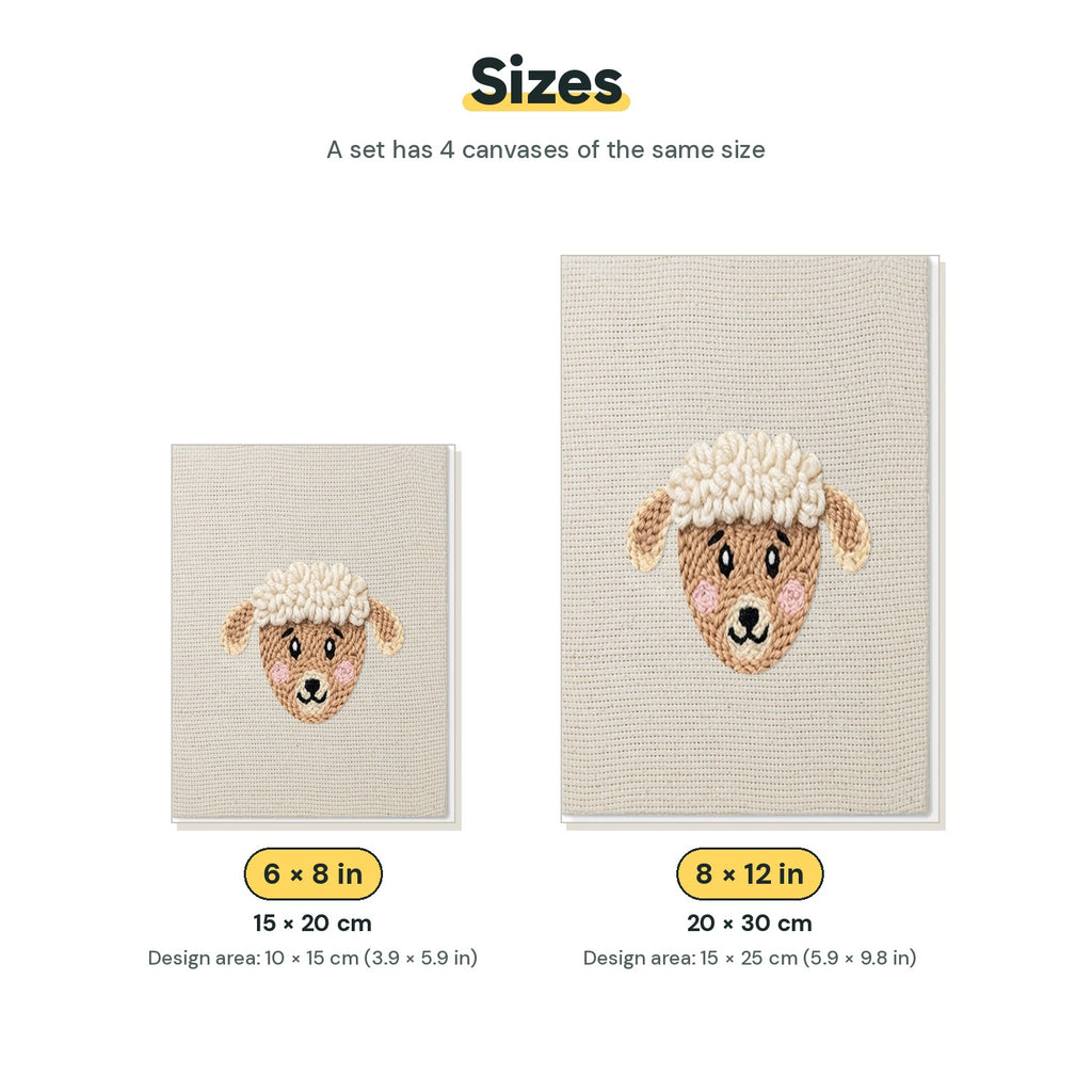 Size chart for the two mini canvas sizes: 6 x 8 in and 8 x 12 in