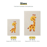 Size chart for the two mini canvas sizes: 6 x 8 in and 8 x 12 in