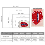 Size chart for punch needle kits from 20 x 30 cm to 60 x 80 cm