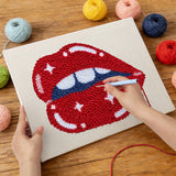 Punching the Glossy Lip Bite design with the punch needle