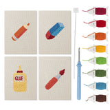 Glue Bottle Crafts mini punch needle kit set: four finished canvases with threads, punch needle and threader