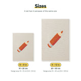 Size chart for the two mini canvas sizes: 6 x 8 in and 8 x 12 in