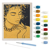 Golden Daydream punch needle kit: finished canvas with threads, punch needle and threader