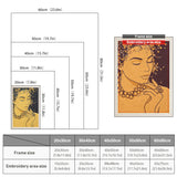 Size chart for punch needle kits from 20 x 30 cm to 60 x 80 cm