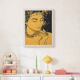 Finished Golden Daydream punch needle canvas on a wall