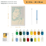 Golden Daydream punch needle kit, 8 × 12 in (20 × 30 cm): canvas size and kit contents