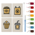 Golden Popcorn Bucket mini punch needle kit set: four finished canvases with threads, punch needle and threader