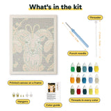 What is in the Golden Ram kit: printed canvas, punch needle, threader, threads, color guide and hangers