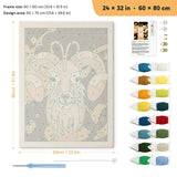 Golden Ram punch needle kit, 24 × 32 in (60 × 80 cm): canvas size and kit contents