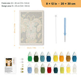 Golden Ram punch needle kit, 8 × 12 in (20 × 30 cm): canvas size and kit contents