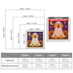 Size chart for square punch needle kits from 30 x 30 cm to 60 x 60 cm