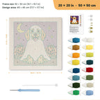 Golden Retriever Ghost punch needle kit, 20 × 20 in (50 × 50 cm): canvas size and kit contents